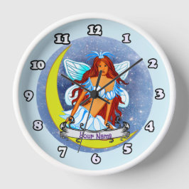 Reloj Redondo Mediano Hada de la Luna Nocturna