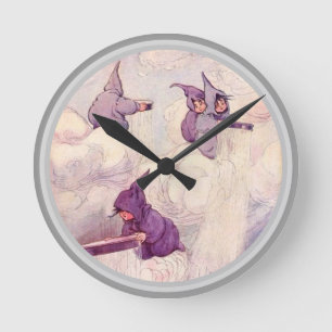 Reloj Redondo Mediano Hadas de la Lluvia Haciendo Lluvia