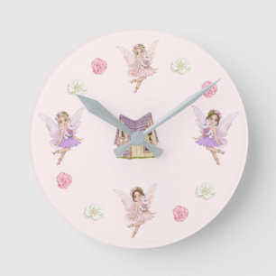 Reloj Redondo Mediano Hadas y flores Niña Nursera