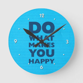 Reloj Redondo Mediano Haga qué le hace el papel azul feliz del cuaderno