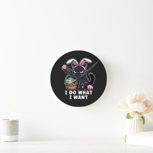Reloj Redondo Mediano hago lo que quiero gato de Pascua