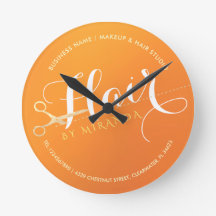 Hairstylist Makeup Salon Chic Orange Gold Scissors