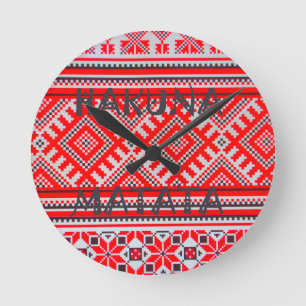 Reloj Redondo Mediano Hakuna Matata - Colección de arte swahili sin preo