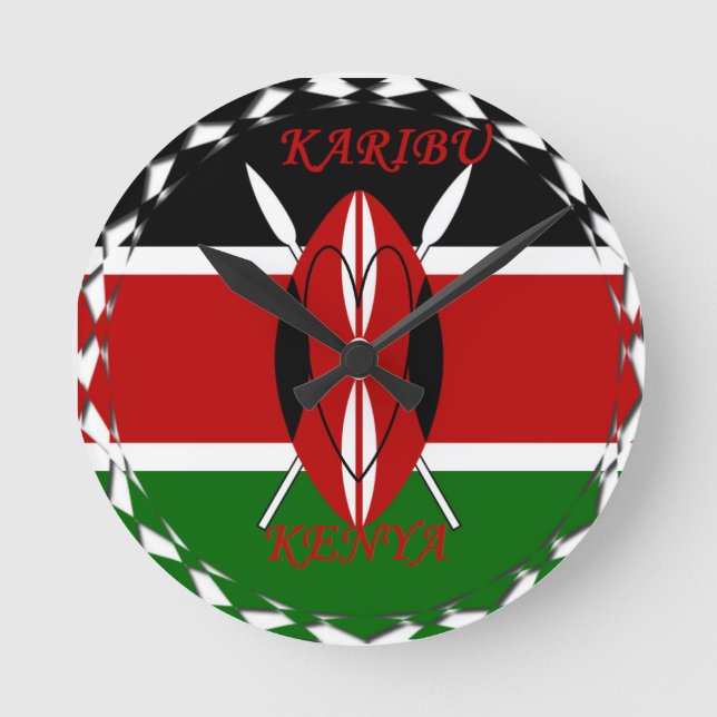 Reloj Redondo Mediano Hakuna matata Karaibu Kenya (Anverso)