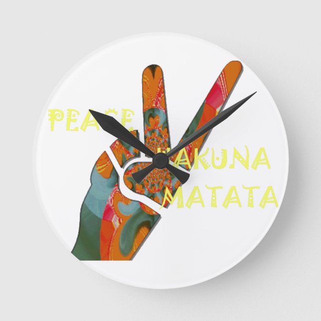 Reloj Redondo Mediano Hakuna Matata Peace (Anverso)