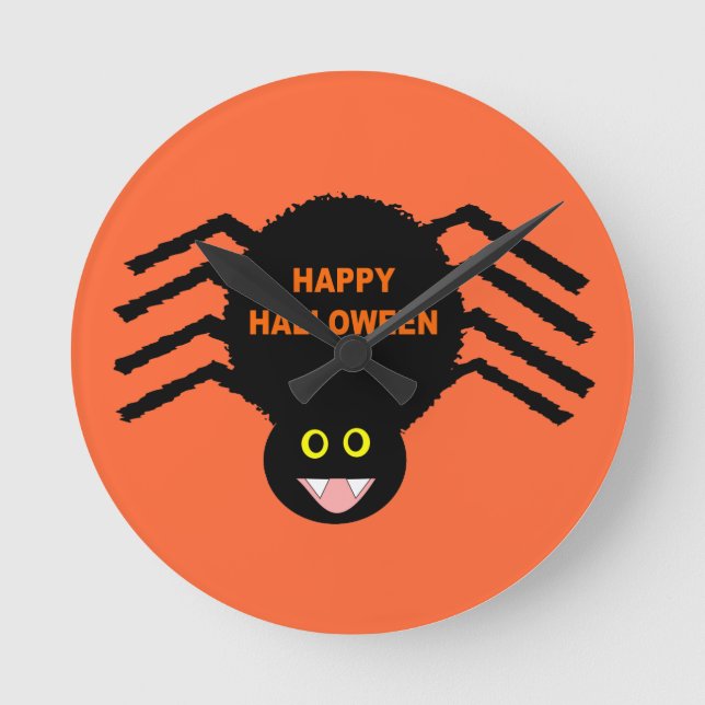 Reloj Redondo Mediano Halloween Black Spider Wall Clock (Anverso)