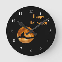 Reloj Redondo Mediano Halloween con grafito de silueta de luna llena de 
