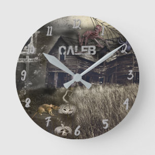 Reloj Redondo Mediano Halloween de terror siniestro zombie personalizado