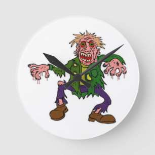 Reloj Redondo Mediano Halloween Green Zombie Monster