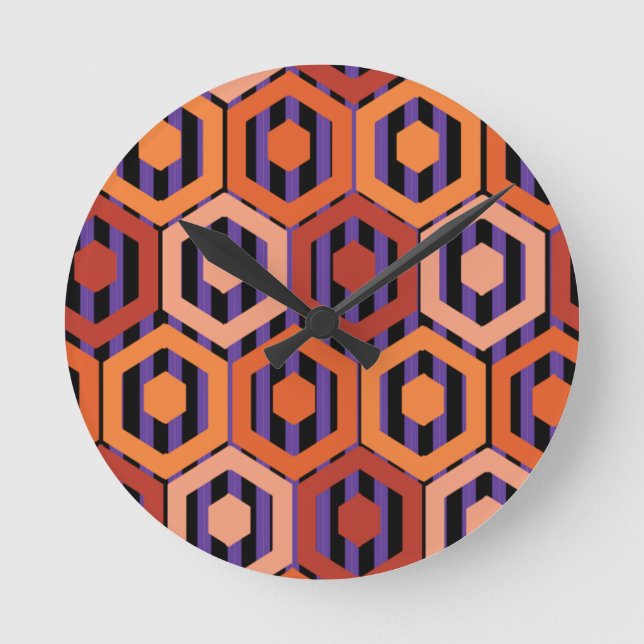 Reloj Redondo Mediano Halloween Hexagons (Anverso)