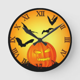 Reloj Redondo Mediano Halloween Moon Jack-O-Lantern