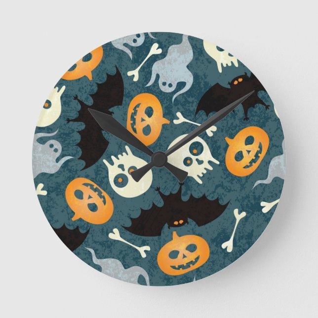 Reloj Redondo Mediano Halloween pattern (Anverso)