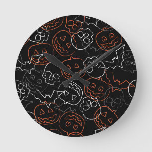 Reloj Redondo Mediano Halloween Pattern