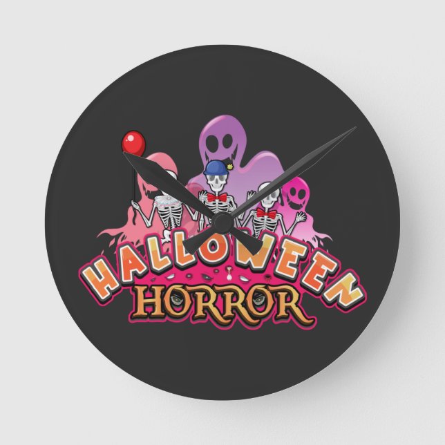 Reloj Redondo Mediano Halloween Scary Clowns Horror     (Anverso)