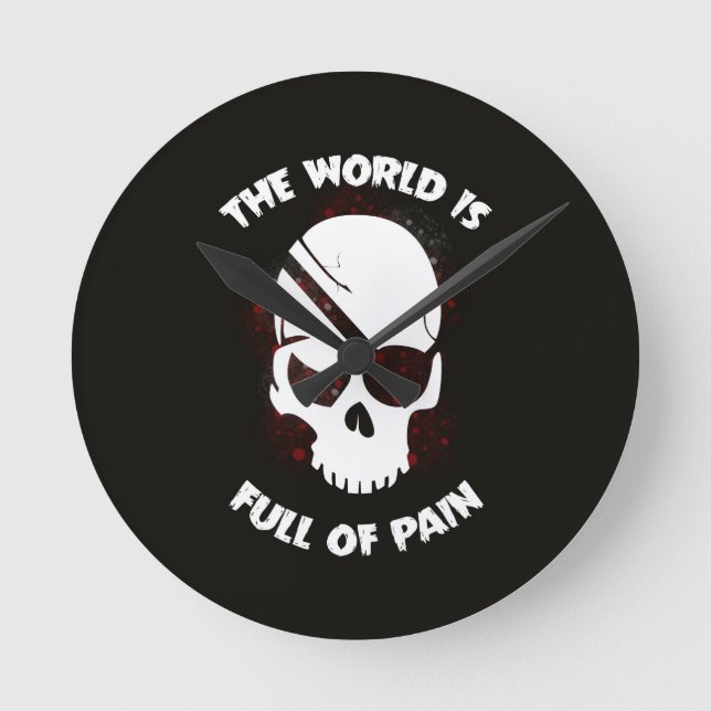 Reloj Redondo Mediano Halloween Skull Dark Black Scary (Anverso)