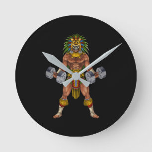 Reloj Redondo Mediano Halterofilia azteca