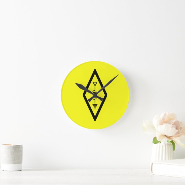 Reloj Redondo Mediano HAM Radio Operator Symbol International Yellow (Hogar)