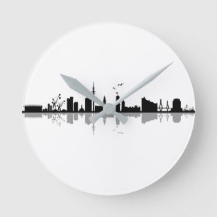 Reloj Redondo Mediano HAMBURG Elbe Germany City Skyline Silhouette