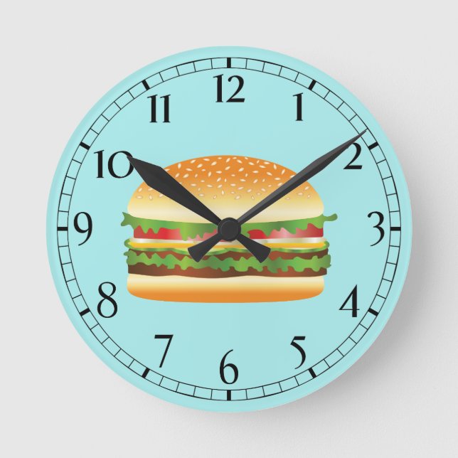 Reloj Redondo Mediano Hamburguesa (Anverso)