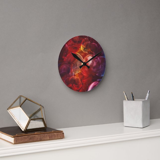 Reloj Redondo Mediano Hand Painted Abstract Fantasy Painting (Oficina)