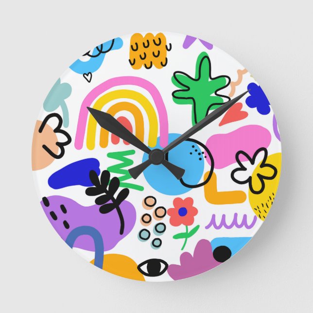 Reloj Redondo Mediano Happy and colorful abstract designs (Anverso)