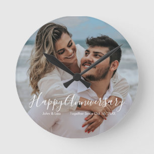 Reloj Redondo Mediano Happy Anniversary Wedding Acrylic Wall Clock