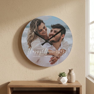 Reloj Redondo Mediano Happy Anniversary Wedding Acrylic Wall Clock