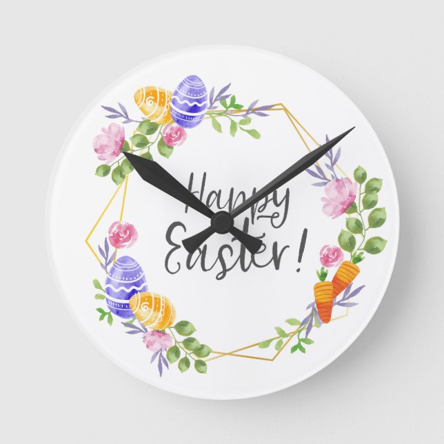 Reloj Redondo Mediano Happy Easter (Anverso)