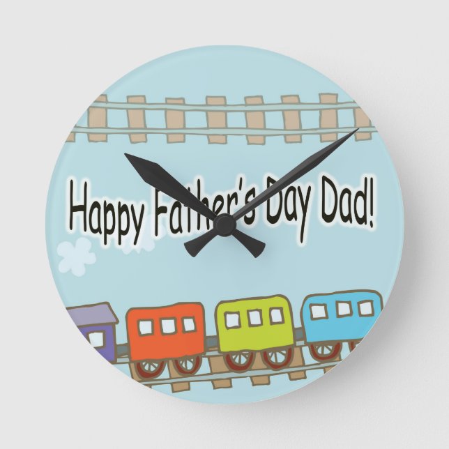 Reloj Redondo Mediano Happy Fathers Day Train (Anverso)