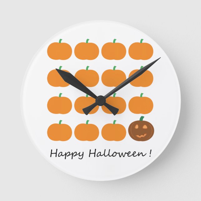 Reloj Redondo Mediano Happy Halloween Cute Pumpkin Patch (Anverso)