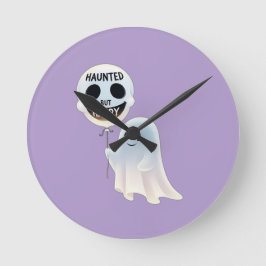 Reloj Redondo Mediano Happy Kawaii Ghost with Skull Balloon