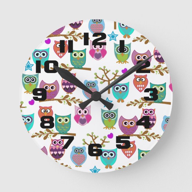Reloj Redondo Mediano happy owls (Anverso)