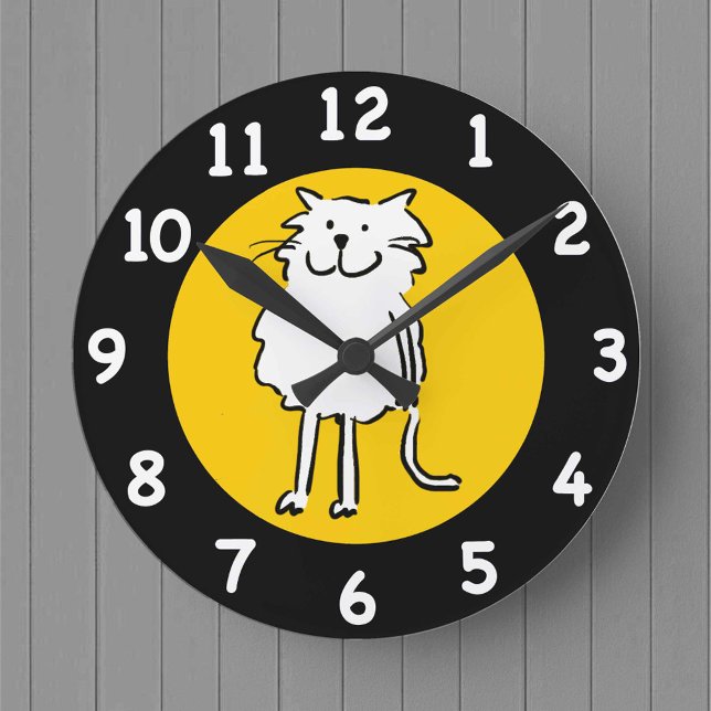 Reloj Redondo Mediano Happy Smiling Cat as a Fun Cartoon Illustration (Subido por el creador)