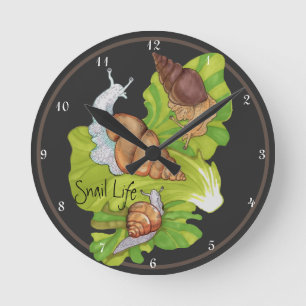 Reloj Redondo Mediano Happy Snails on Leafs 'Snail Life'  