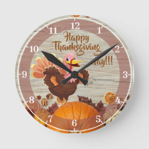 Reloj Redondo Mediano Happy Thanksgiving Day Acrylic Wall Clock