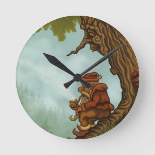 Reloj Redondo Mediano happy tree gnome fantasy clock
