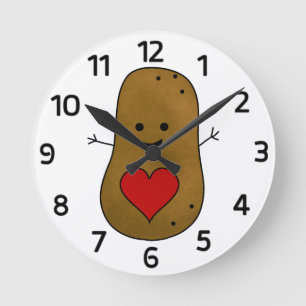 Reloj Redondo Mediano Happy Valentine Potato, Love and Hearts