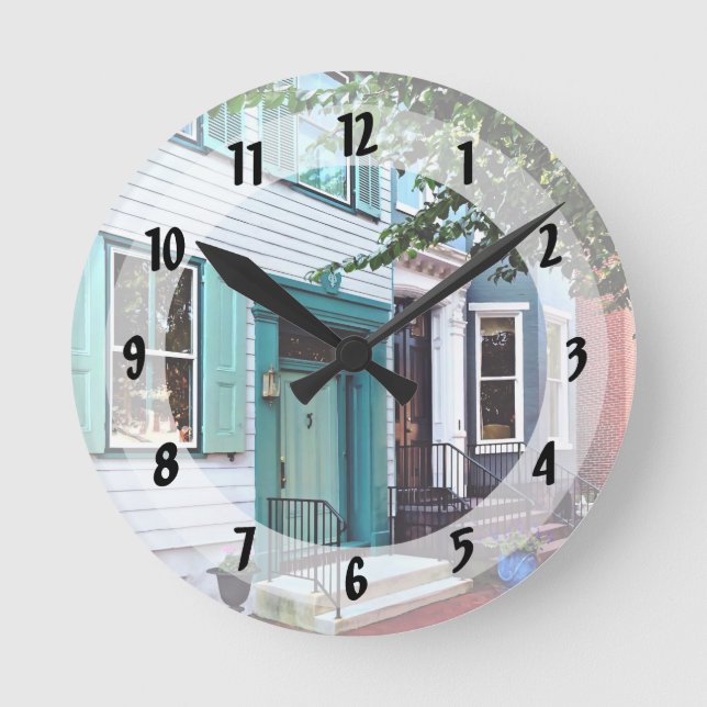 Reloj Redondo Mediano Harrisburg PA - Edificio con puerta verde (Anverso)