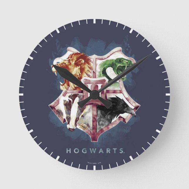 Reloj Redondo Mediano Harry Potter| acuarela Escudo HOGWARTS™ (Anverso)