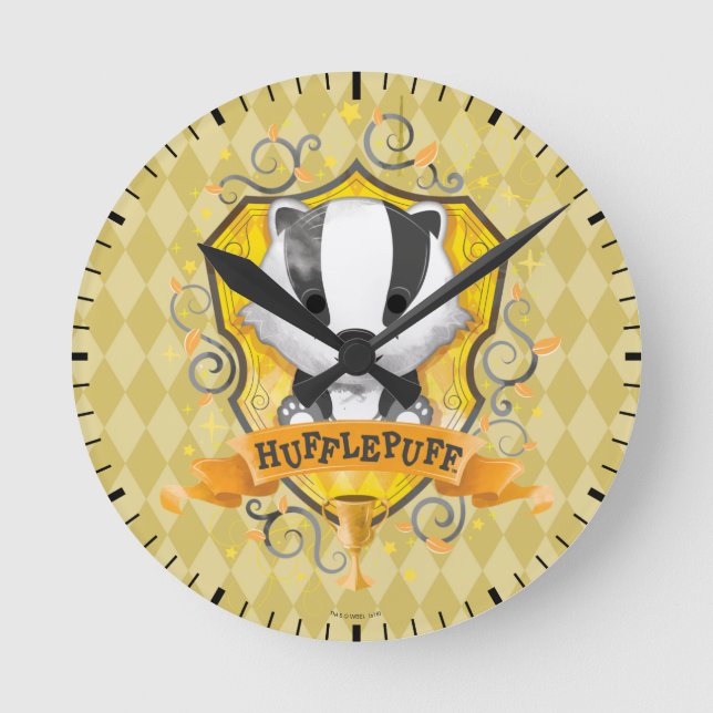 Reloj Redondo Mediano Harry Potter | Encantador Escudo HUFFLEPUFF™ (Anverso)
