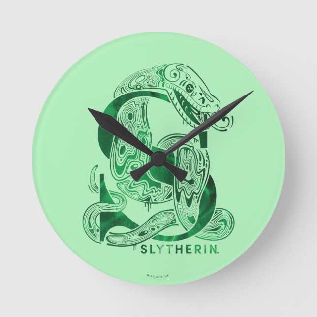 Reloj Redondo Mediano Harry Potter | Gráfica Aguamenti SLYTHERIN™ (Anverso)