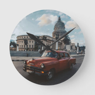 Reloj Redondo Mediano Havana Cuba Coche Clásico Antiguo 