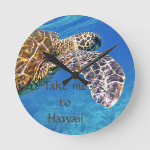 Reloj Redondo Mediano Hawaiian Sea turtle swimming