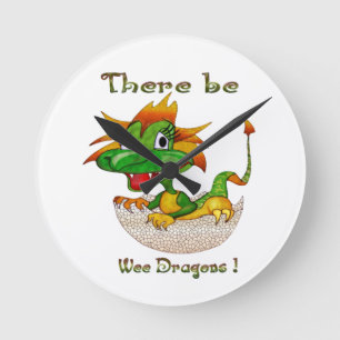 Reloj Redondo Mediano Hay Dragones Wee