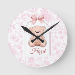 Reloj Redondo Mediano Hazel Diseño de guardería de osito rosado person