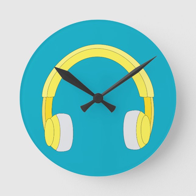Reloj Redondo Mediano Headphones (Anverso)