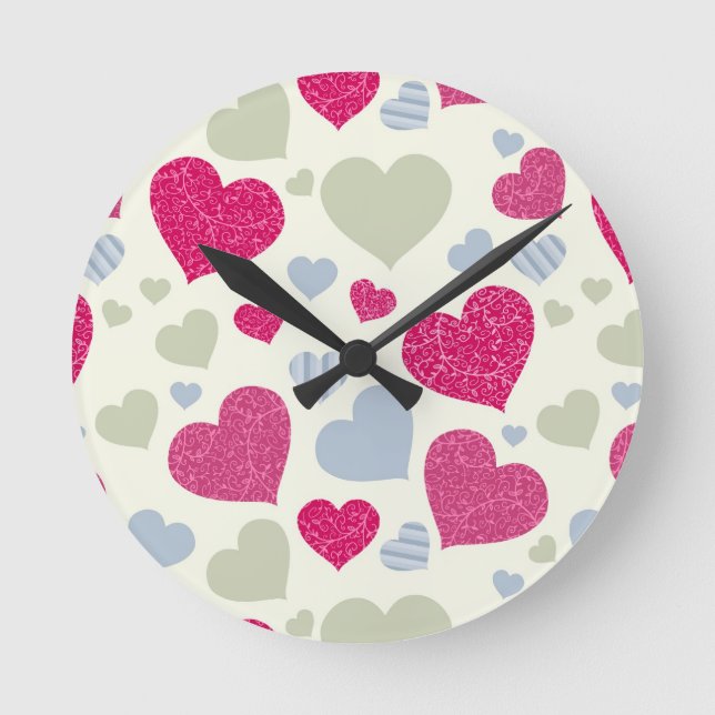 Reloj Redondo Mediano Hearts Background (Anverso)