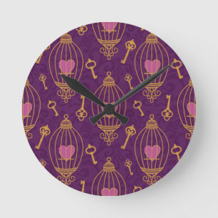 Reloj Redondo Mediano Hearts-keys-pattern
