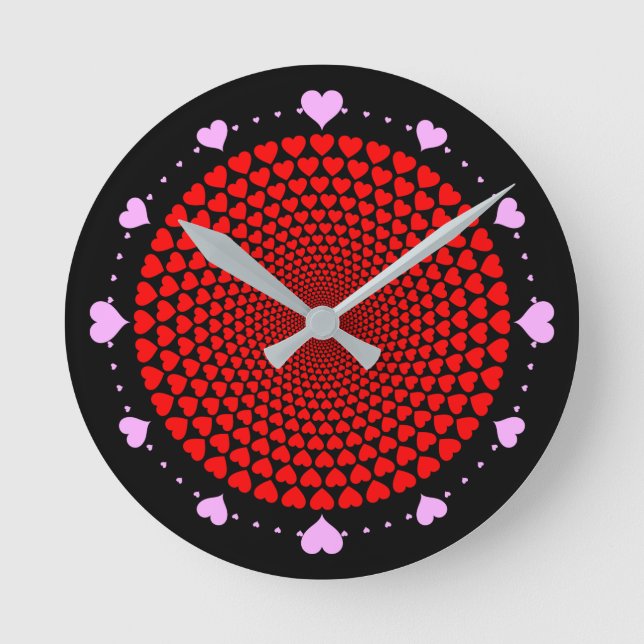 Reloj Redondo Mediano Hearts Mandala Design-25870 (Anverso)
