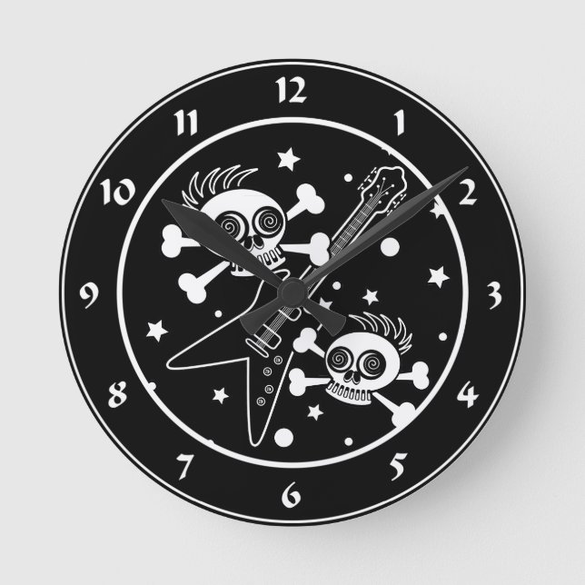 Reloj Redondo Mediano Heavy Metal Skulls (Anverso)